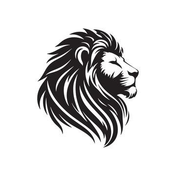 recommend clip art: Lion's Presence in Shadow - An Intense Silhouette Echoing the Proud Stature and Unyielding Spirit of the Lion