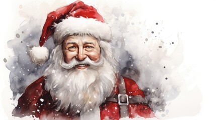 watercolor postcard, portrait, Christmas Santa claus