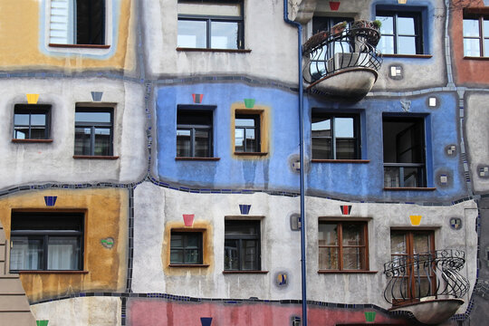 Hundertwasserhaus landmark facade in Vienna Austria