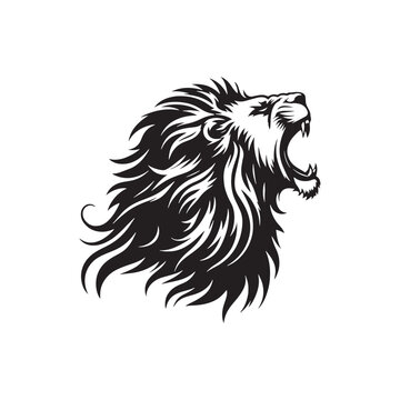 recommend clip art: Lion's Roar in Silhouette - A Resounding Silhouette Capturing the Roaring Vigor, Authority, and Magnificent Resonance of the Lion