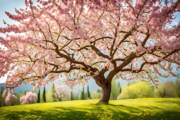 Fototapeta premium Blossom tree over nature background. Spring flowers.