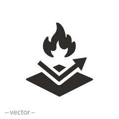 fireproof or anti thermal icon, fireproofing, flame resistant, fire insulation flat sign on white background - editable vector illustration