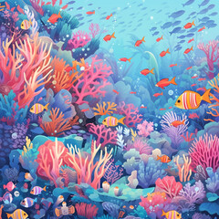 Fototapeta na wymiar coral, fish, underwater, sea, reef, ocean, water, tropical, diving, animal, marine, nature, ai