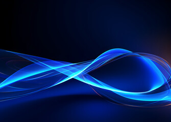  Soft blue waves in neon light. Abstract wallpaper. 