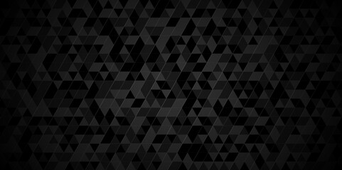 Modern abstract wall grid geometric dark black pattern background lines Geometric print composed of triangles. Black triangle tiles pattern mosaic background. Abstract pattern gray Polygon Mosaic. - obrazy, fototapety, plakaty
