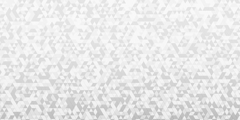 Modern abstract wall grid geometric white and gray pattern background lines Geometric print composed of triangles. White triangle tiles pattern mosaic background. Abstract pattern gray Polygon Mosaic. - obrazy, fototapety, plakaty