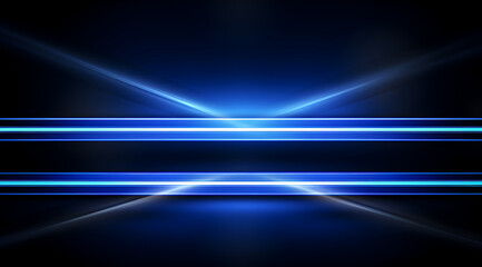  Soft blue lines in neon light. Abstract wallpaper. 