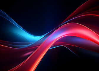 Naklejka premium Abstract waves of multicoloured neon light on a dark background. Futuristic background wallpaper.