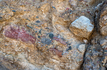 Stone texture and background. Formations of multicolored rocks, abstract design backgrounds, patterns, textures. Geology theme
