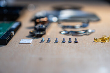 small computer screws. hard disk drive parts and screws