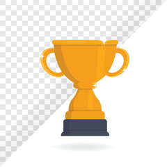Winner's trophy icon, achievement cup, golden sports cup isolated on a background