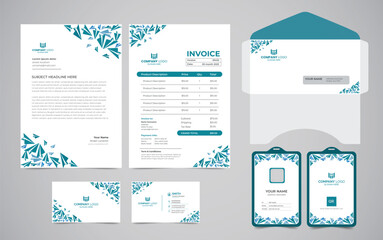 Modern Business Stationery Branding Templat.Corporate business stationery pack template.Stationery Set Layout with Colorful Design Elements.