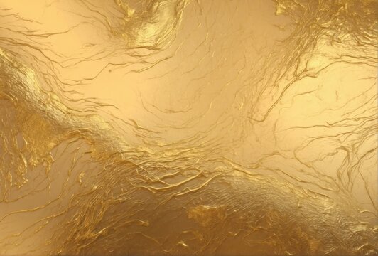Gold foil leaf texture. Glass effect. Gold background. Abstract illustration.