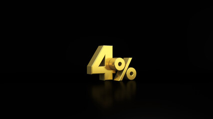 3d render of a Gold in black number 4%