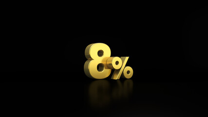 3d render of a Gold in black number 8%