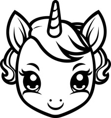 Cute unicorn silhouette in black color. Vector template for laser cutting.
