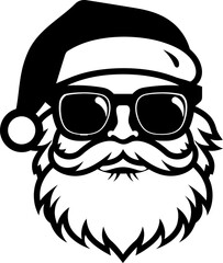 Cool santa claus with glasses silhouette in black color. Vector template for laser cutting. - obrazy, fototapety, plakaty