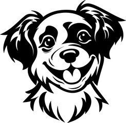 Cute dog silhouette icon in black color. Vector template.