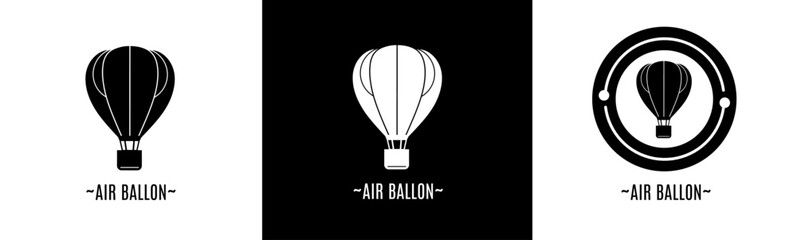 Air ballon logo set. Collection of black and white logos. Stock vector.