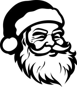 Happy santa claus silhouette in black color. Vector template for laser cutting.