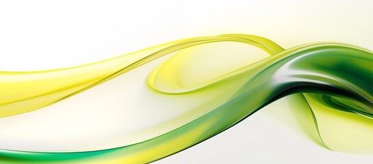 yellow and green abstract swirly wave motion futuristic design white background banner