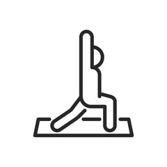 Yoga Active Way of Living Icon. Vector Outline Isolated Sign of a Person with Raised Arms in Warrior Pose on a Yoga Mat, Symbolizing the Integration of Yoga into an Active and Healthy Lifestyle