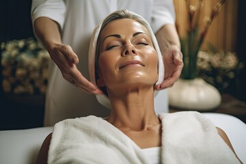 Fototapeta na wymiar senior woman with spa beauty treatment