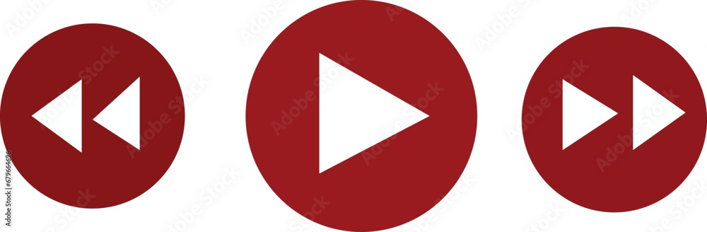 Poster play button vector. set of media buttons - play, pause, stop, rewind button vector illustrations.