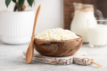 Natural cottage cheese. Natural dairy products.