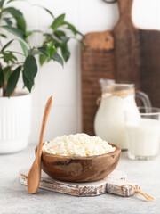 Natural cottage cheese. Natural dairy products.