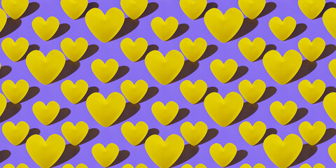 Love 3d heart set, color hearts. Happy Valentines Day - Love you label, 3d love banner. Pattern with heart.