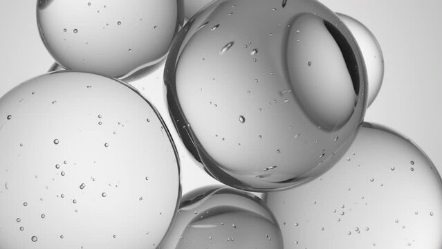 Cosmetics blue serum liquid bubbles 3d abstract background. Cosmetic moisturizer essence gel. Collagen fluid bubble molecule. Moisturizing cream or oil for personal health care and beauty skin concept