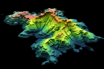 GIS lidar map 3D, Model land surface product made after processing aerial data from drone - obrazy, fototapety, plakaty