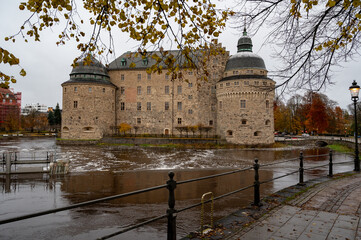 Orebro Castle and Black river in Orebro city center