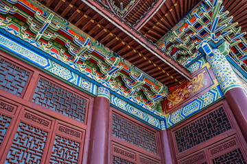 Chinese ancient building wooden partition doors and windows