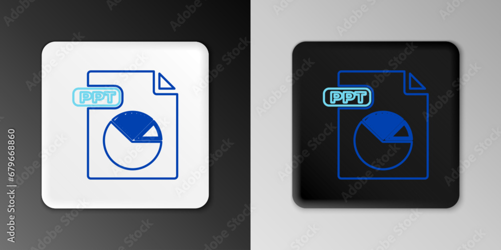 Poster line ppt file document. download ppt button icon isolated on grey background. ppt file presentation.