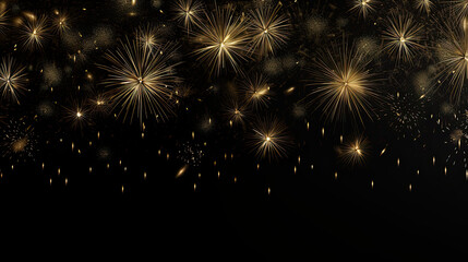 Fototapeta na wymiar gold and black abstract background with fireworks