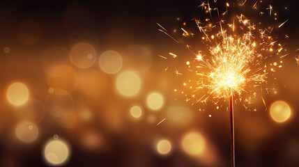 gold  abstract background with bokeh and sparkler 