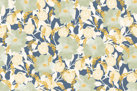 Cute feminine watercolor seamless pattern with wildflowers.hand drawn, not AI