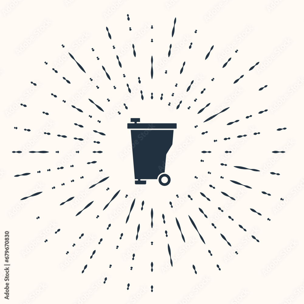 Poster grey trash can icon isolated on beige background. garbage bin sign. recycle basket icon. office tras