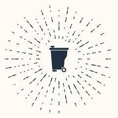 Grey Trash can icon isolated on beige background. Garbage bin sign. Recycle basket icon. Office trash icon. Abstract circle random dots. Vector