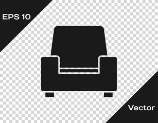 Black Armchair icon isolated on transparent background. Vector