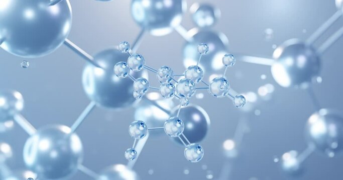 Histidine, rotating 3D model of amino acid, seamless looped video, molecular structure with selective focus