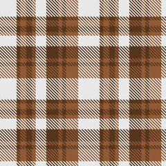 White Brown Tartan Plaid Pattern Seamless. Check fabric texture for flannel shirt, skirt, blanket
