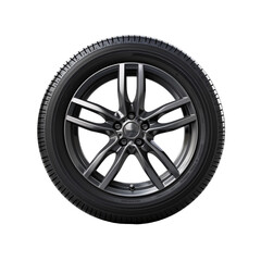 Obraz premium vehicle tire with alloy wheel rim isolated on a transparent background, car wheel tyre PNG