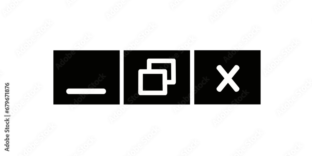 Fototapete maximize and minimize vector web buttons. web browser window button illustration symbol.