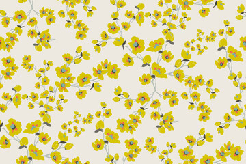 Cute feminine watercolor seamless pattern with wildflowers.hand drawn, not AI