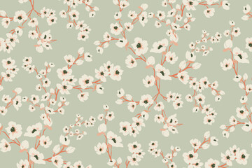 Cute feminine watercolor seamless pattern with wildflowers.hand drawn, not AI © taisiyakozorez