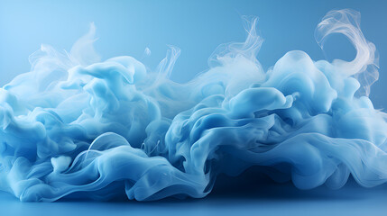 Abstract smoke wave cloud background white blue. generative ai.