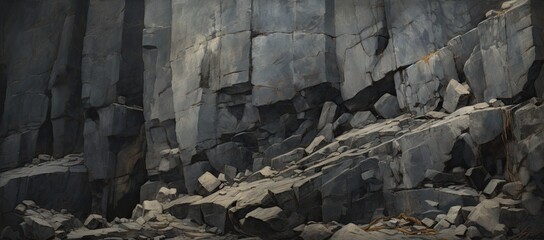 Rocky Majesty: A Majestic Cliff Adorned with Abundance of Rocks Created With Generative AI Technology